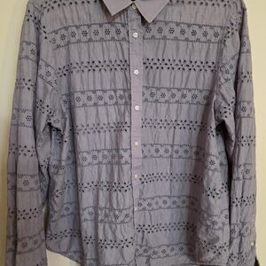 Women's XL Purple Lace Button-Up Shirt